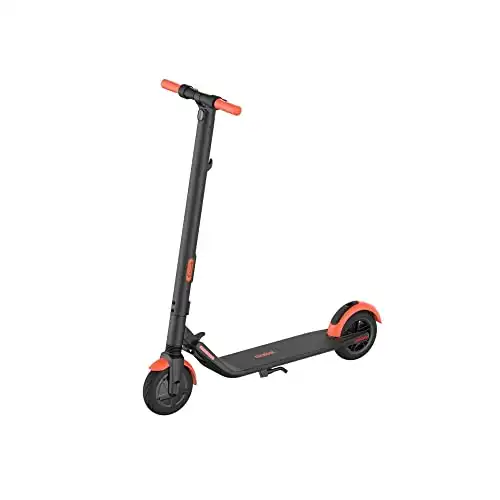 Segway Ninebot ES1L Electric Kick Scooter, Lightweight and Foldable, Upgraded Motor and Battery Pack, 8-inch Inner-Support Hollow Tires, Dark Grey & Orange