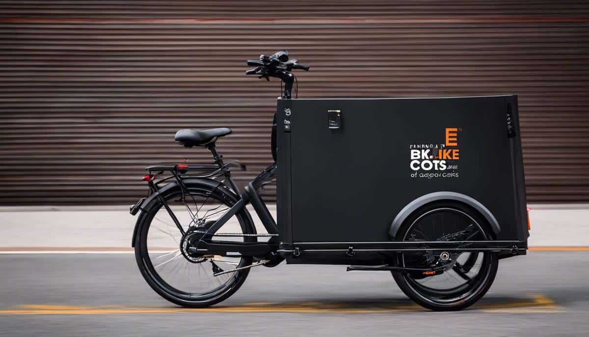 Image description: A photo of an e-bike cargo bike with the text 'Running Costs of E-Bike Cargo Bikes' written on it.